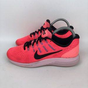 Nike Lunarglide 8 Running Shoe Womens Size 7 Pink Black Athletic Train Walking